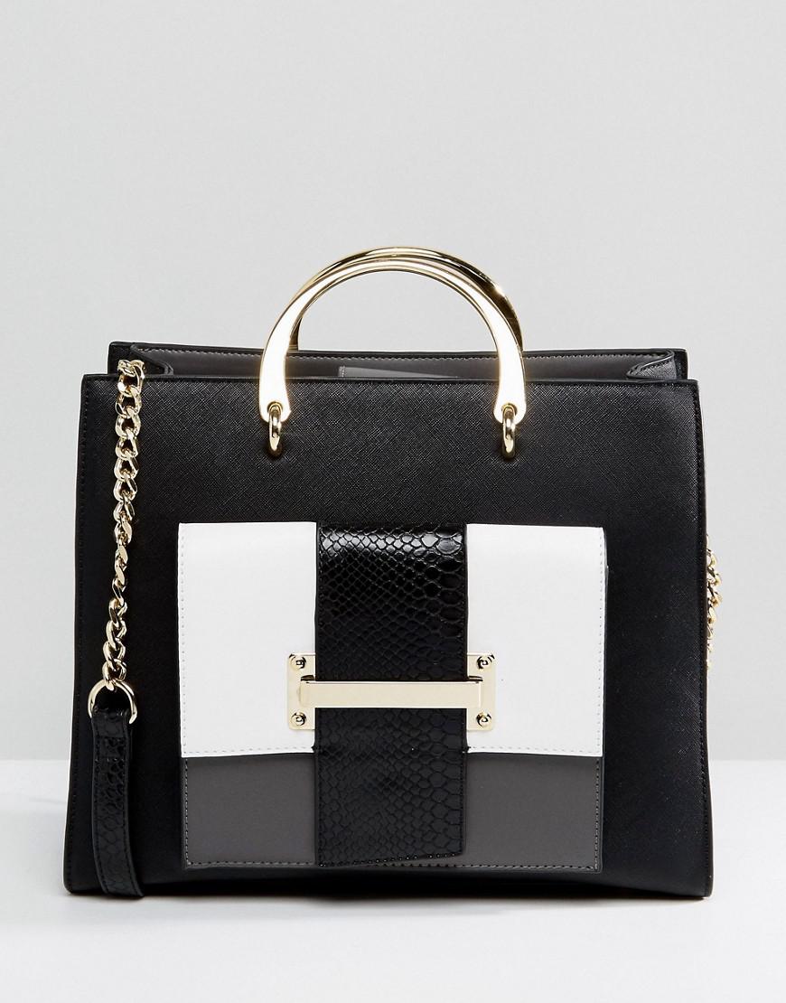 Lyst Faith Monochrome Medal Handle Tote Bag In Black Gallery