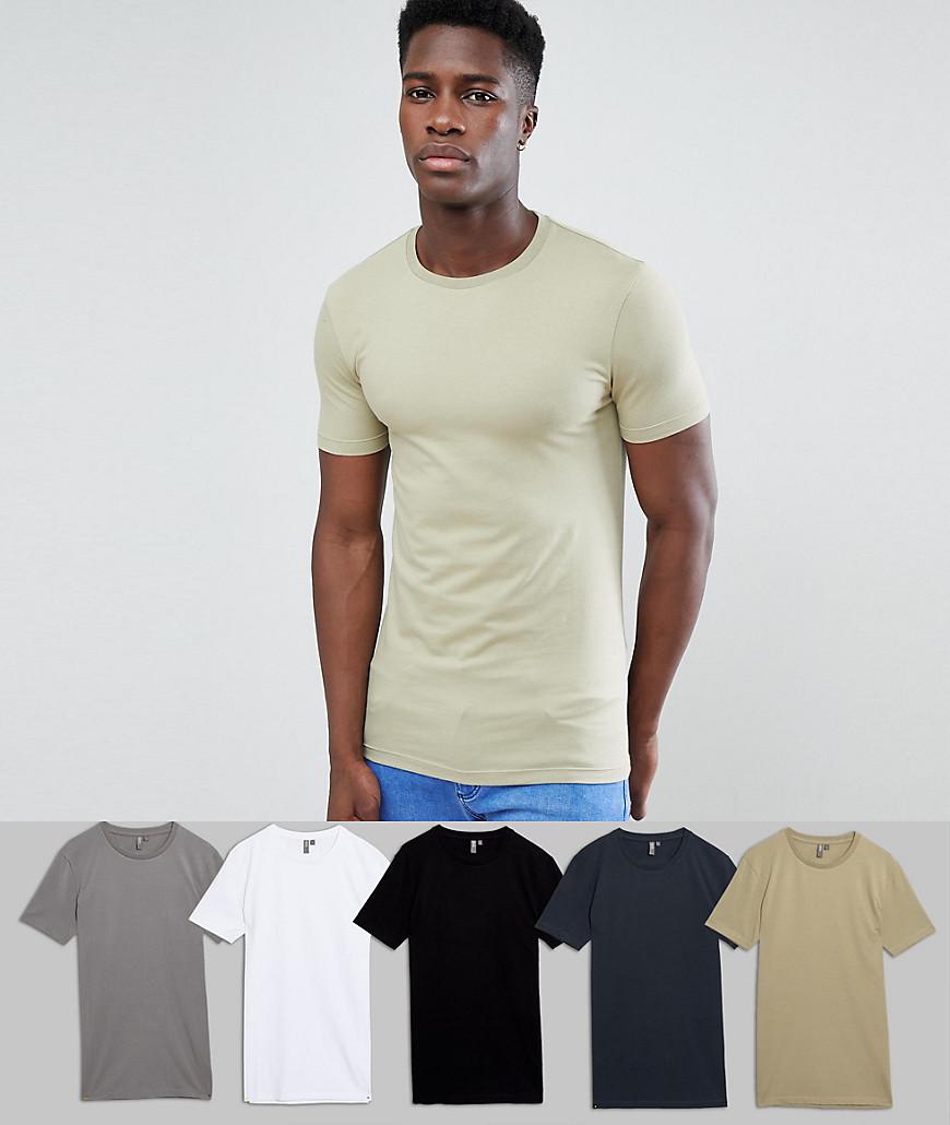 Asos Muscle Fit T-shirt With Crew Neck 5 Pack Save for Men | Lyst