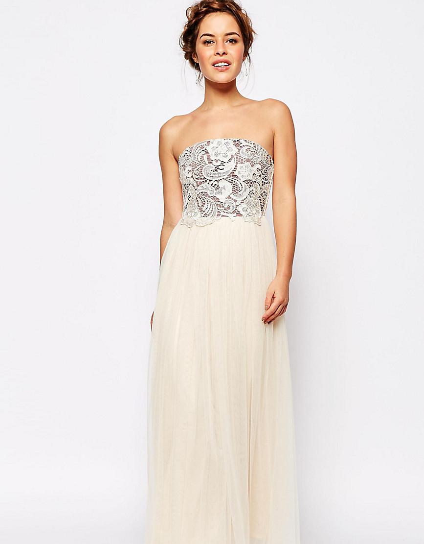 Lyst Little Mistress Crochet Overlay Bandeau Maxi Dress