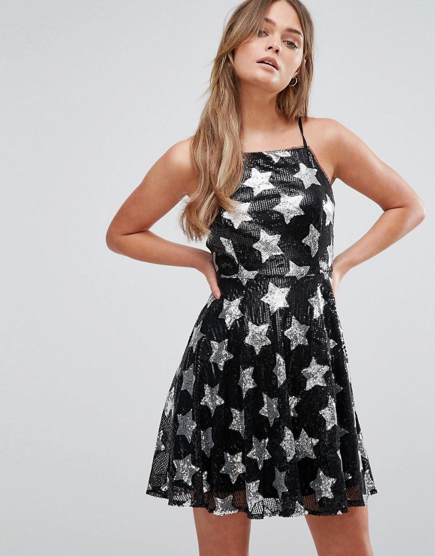 new look black sequin dress