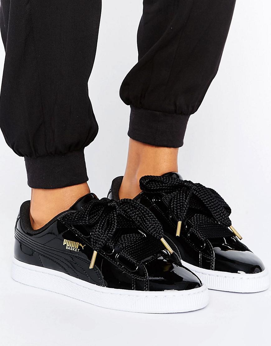 Lyst - Puma Basket Heart Trainers In Patent Black in Black