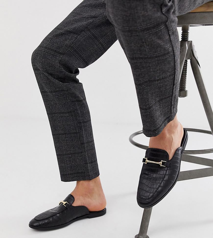 Asos Leather Backless Mule Loafer In Black For Men Lyst 3f1 2859