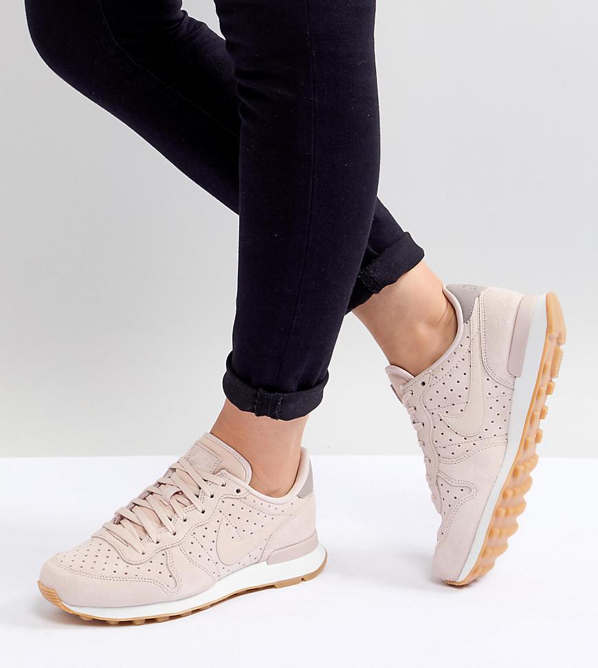 nike internationalist trainers in mushroom with metallic trim nike internationalist trainers in mushroom with metallic trim