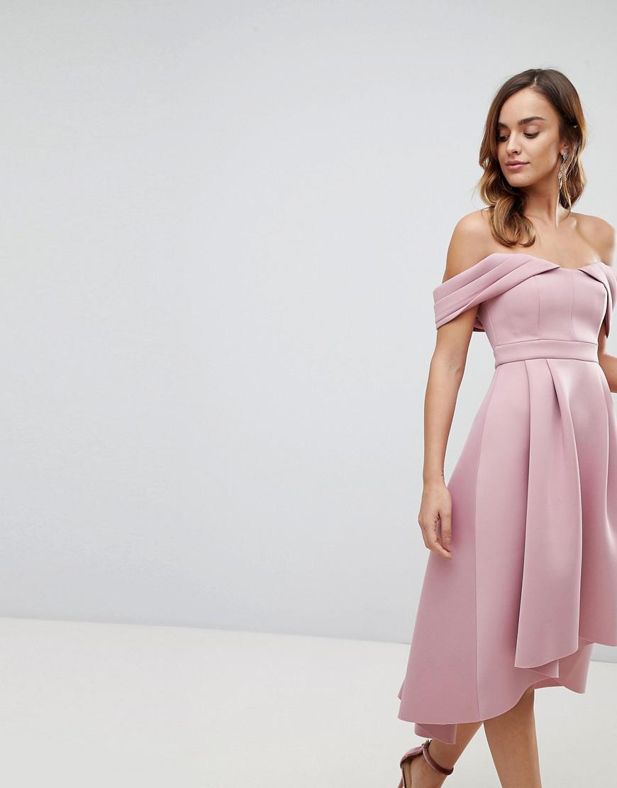 Lyst Asos  Bardot Cold Shoulder Dip Back Midi Prom  Dress  