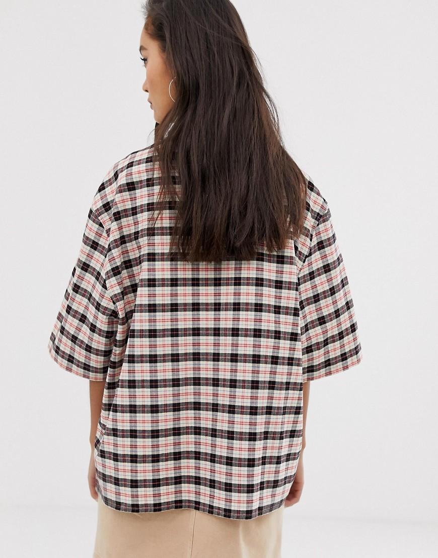 collusion unisex oversized pu shirt in black