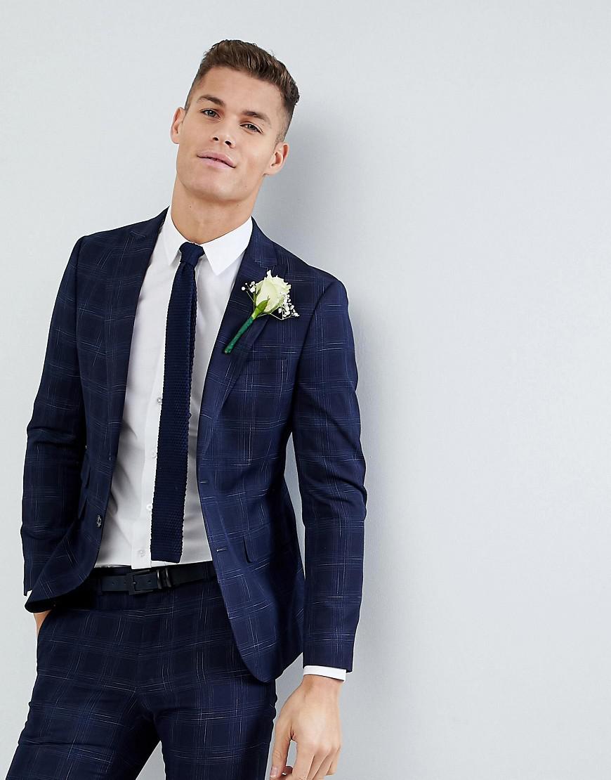 Lyst Moss Bros London Skinny Wedding Suit Jacket In Navy Moss Bros