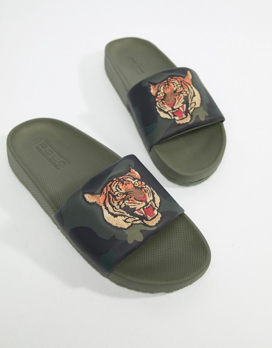 Polo Ralph Lauren Cayson Summer Sliders Tiger Camo Print In Green in ...