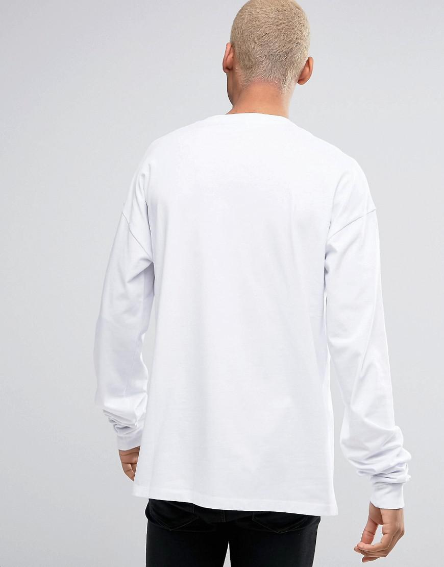 ASOS Oversized Long Sleeve T-shirt With Super Long Sleeves In White in ...