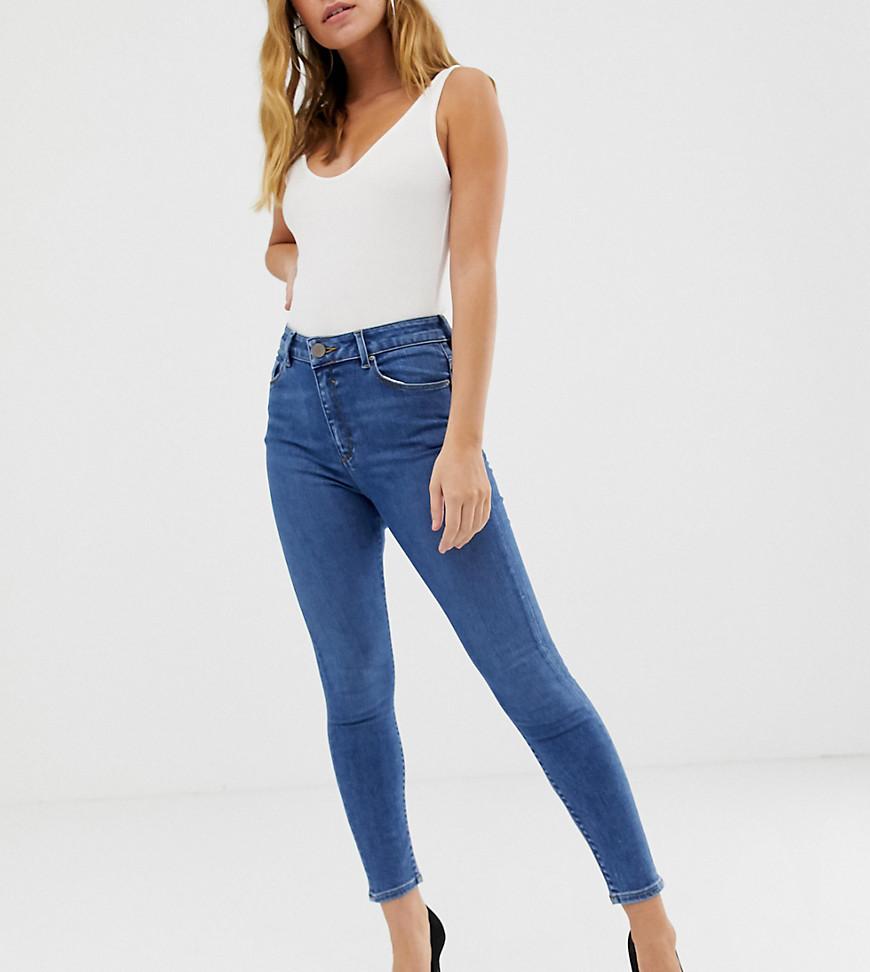 Lyst - ASOS Asos Design Petite Ridley High Waist Skinny Jeans In Mid ...