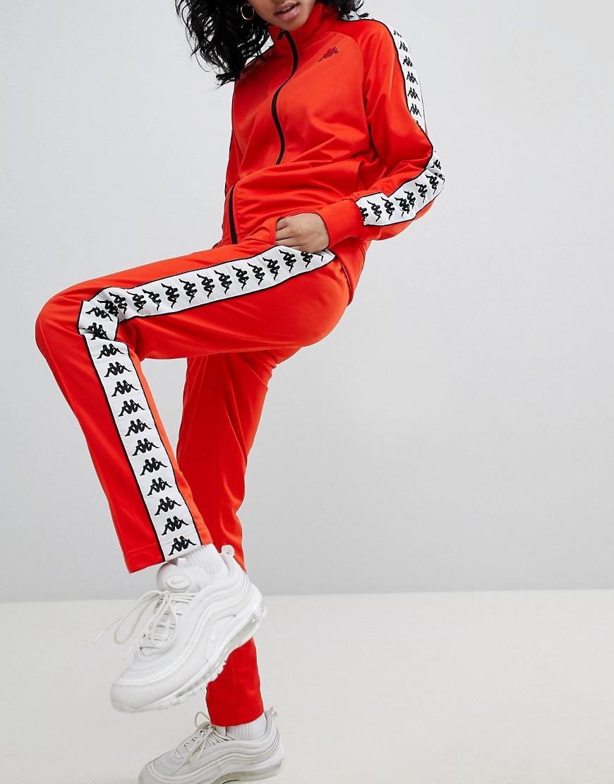 Kappa Slim Tracksuit Bottom Co-ord With Logo Taping in Red - Lyst