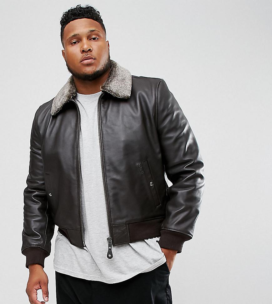 Schott Nyc Plus Leather Flight Jacket Detachable Faux Fur Collar Gallery