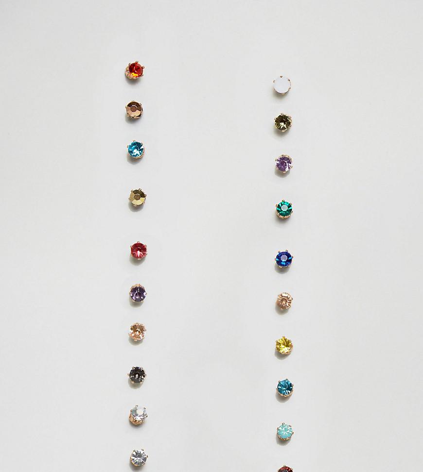 Lyst New Look 24 Pack Rainbow Colored Stud Earrings Gallery