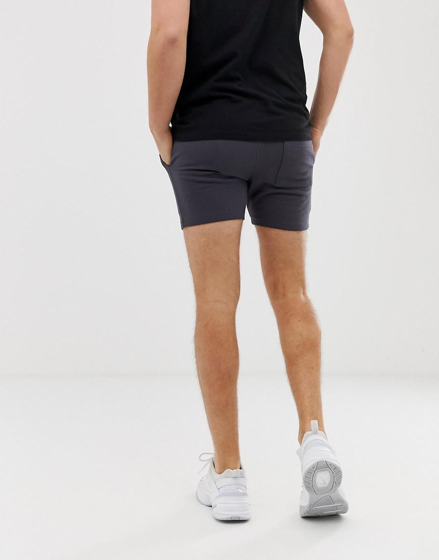 ASOS Jersey Skinny Shorts In Shorter Length In Washed Black in Black