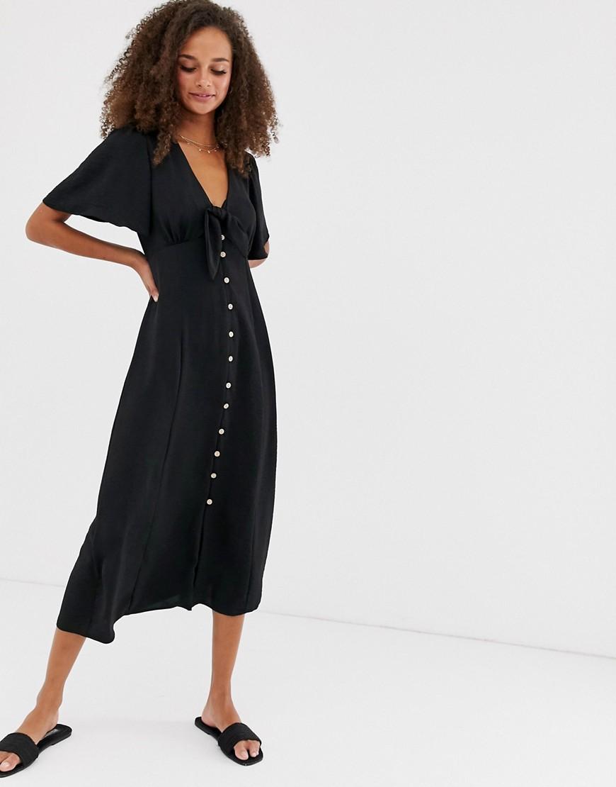 buy best discount sale outlet online New Look Tie Front Button Down Dress In Black in Black - Lyst buy best discount sale outlet online New Look Tie Front Button Down Dress In Black in Black - Lyst