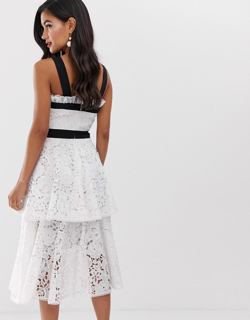 tiered halter neck midi dress