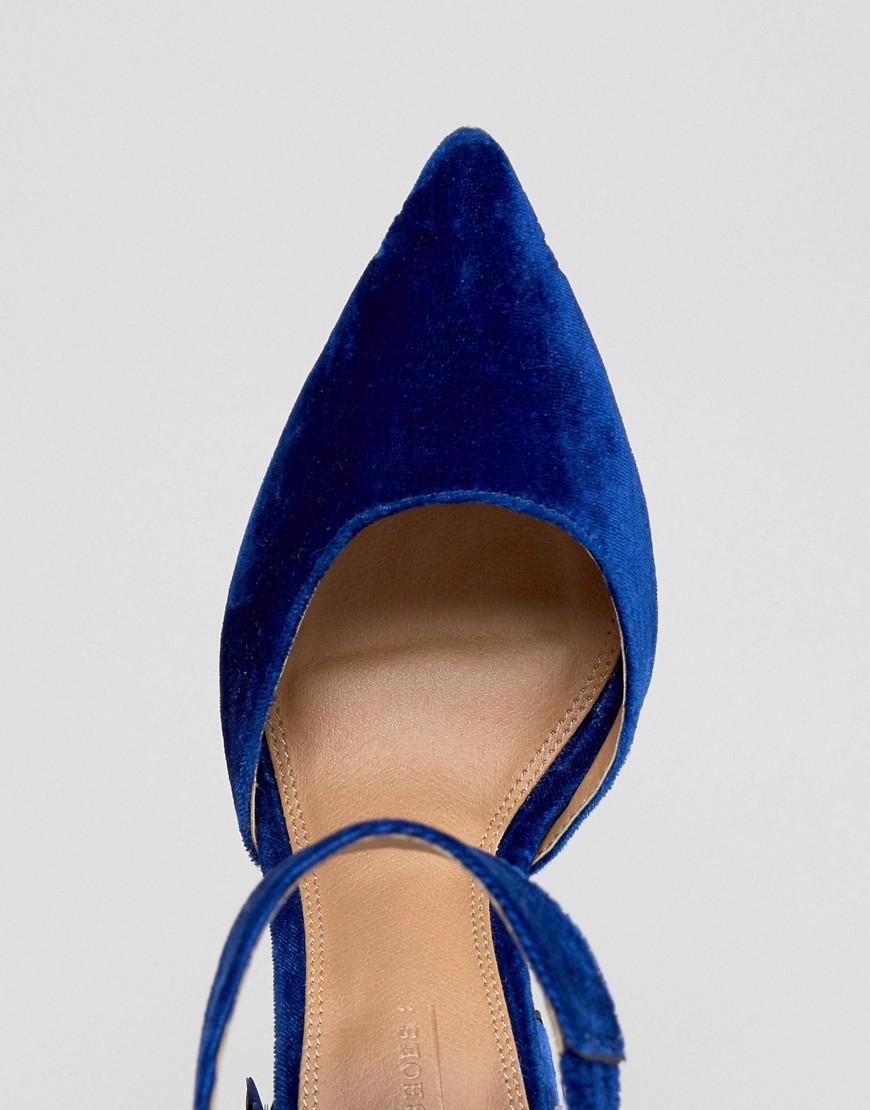 ASOS Velvet Popstar Embellished Heels in Blue Lyst