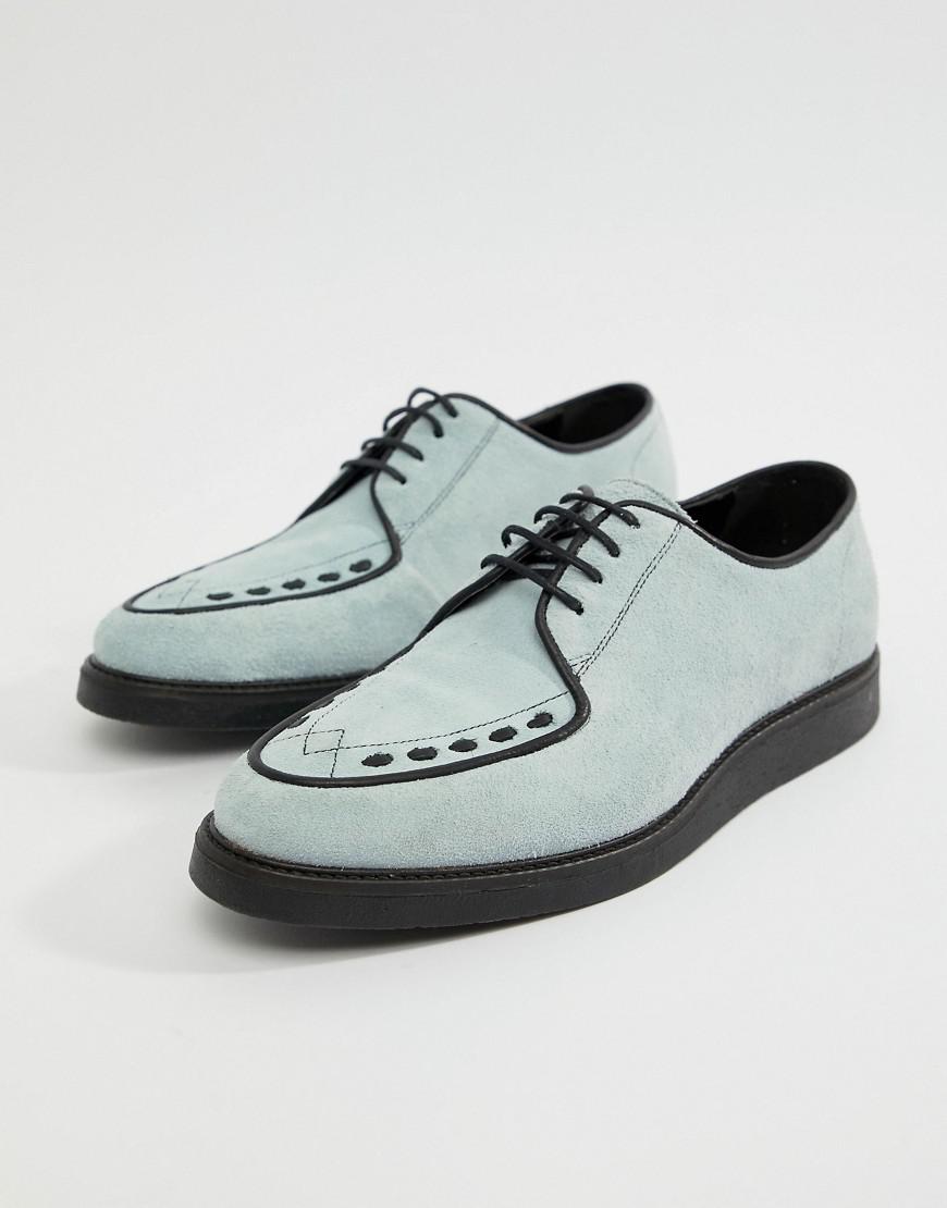 Lyst Asos Design Lace Up Creeper Shoes In Light Blue