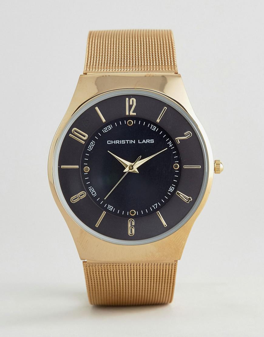 Lyst Christin Lars Gold Watch With Round Black Dial in Metallic for Men