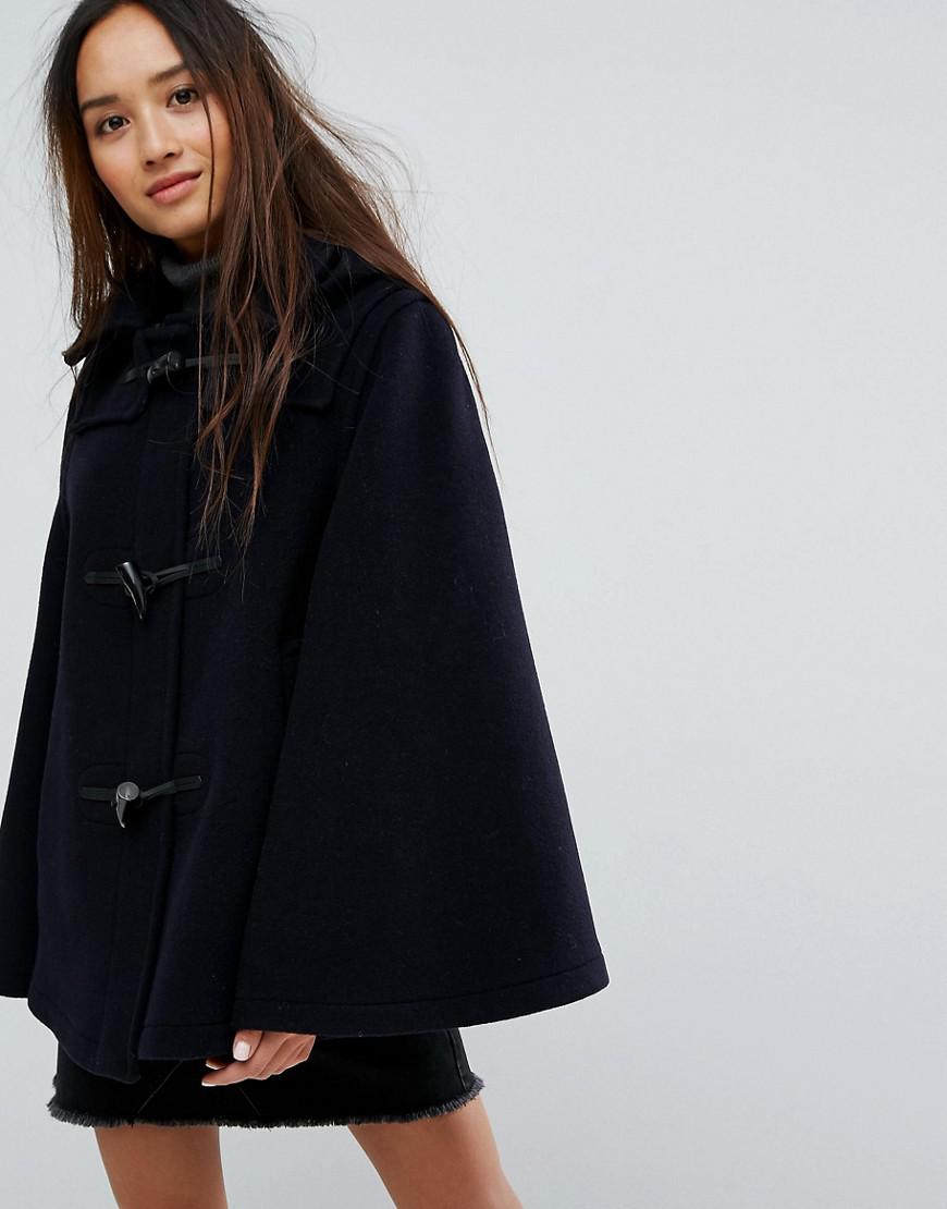 Lyst Gloverall Wool Blend Duffle Cape With Detachable Hood in Blue
