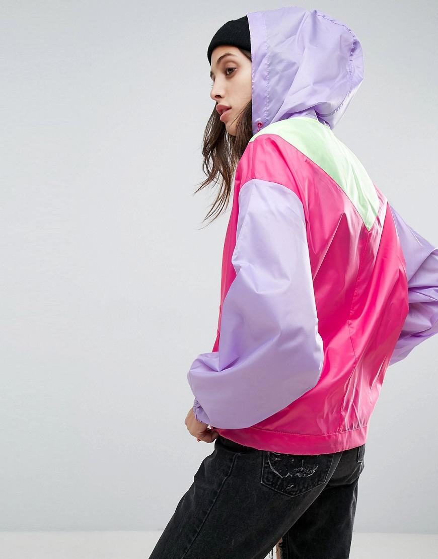 Lyst - Asos Over The Head Rainmac In Colour Block in Pink