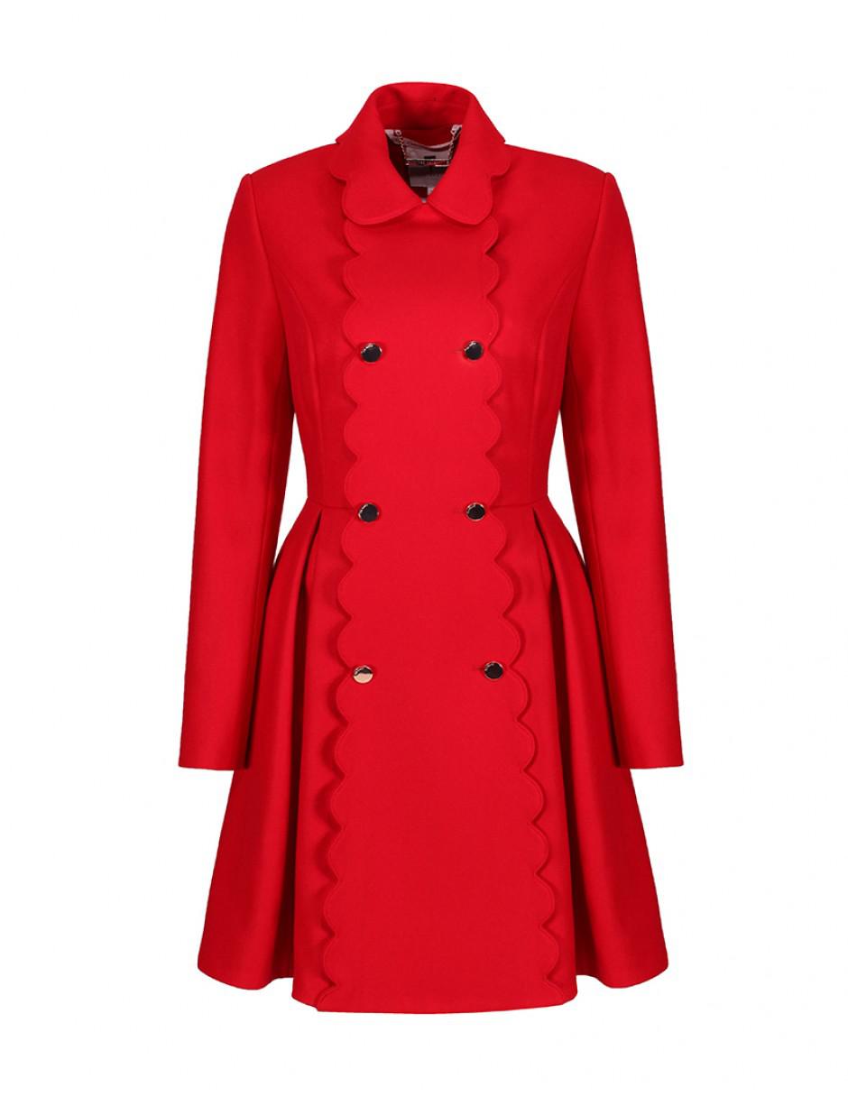 Lyst Ted Baker Women's Blarnch Scallop Trim Wool Swing Coat in Red