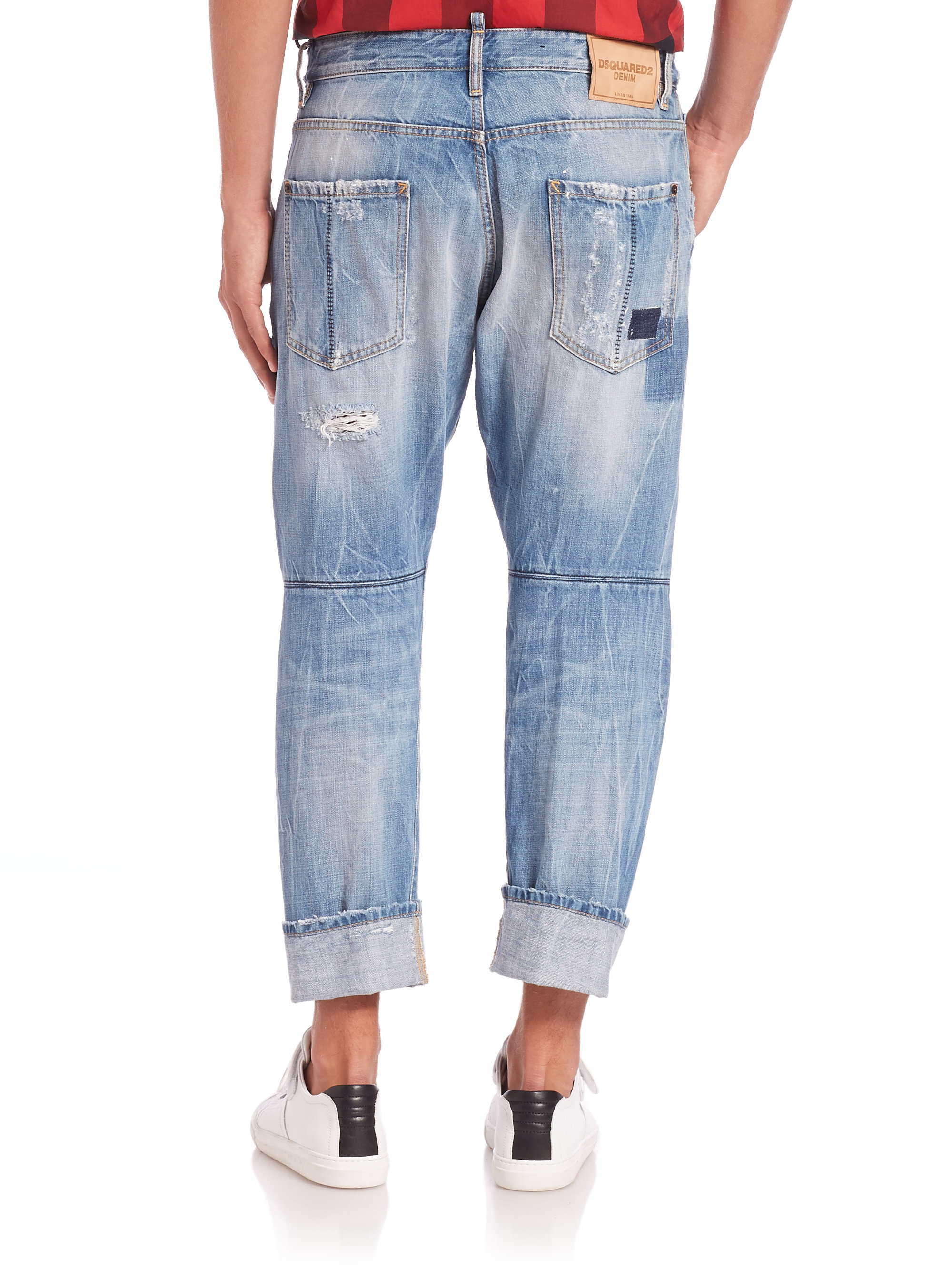Lyst Dsquared² Workwear Ripped & Patched Jeans in Blue for Men