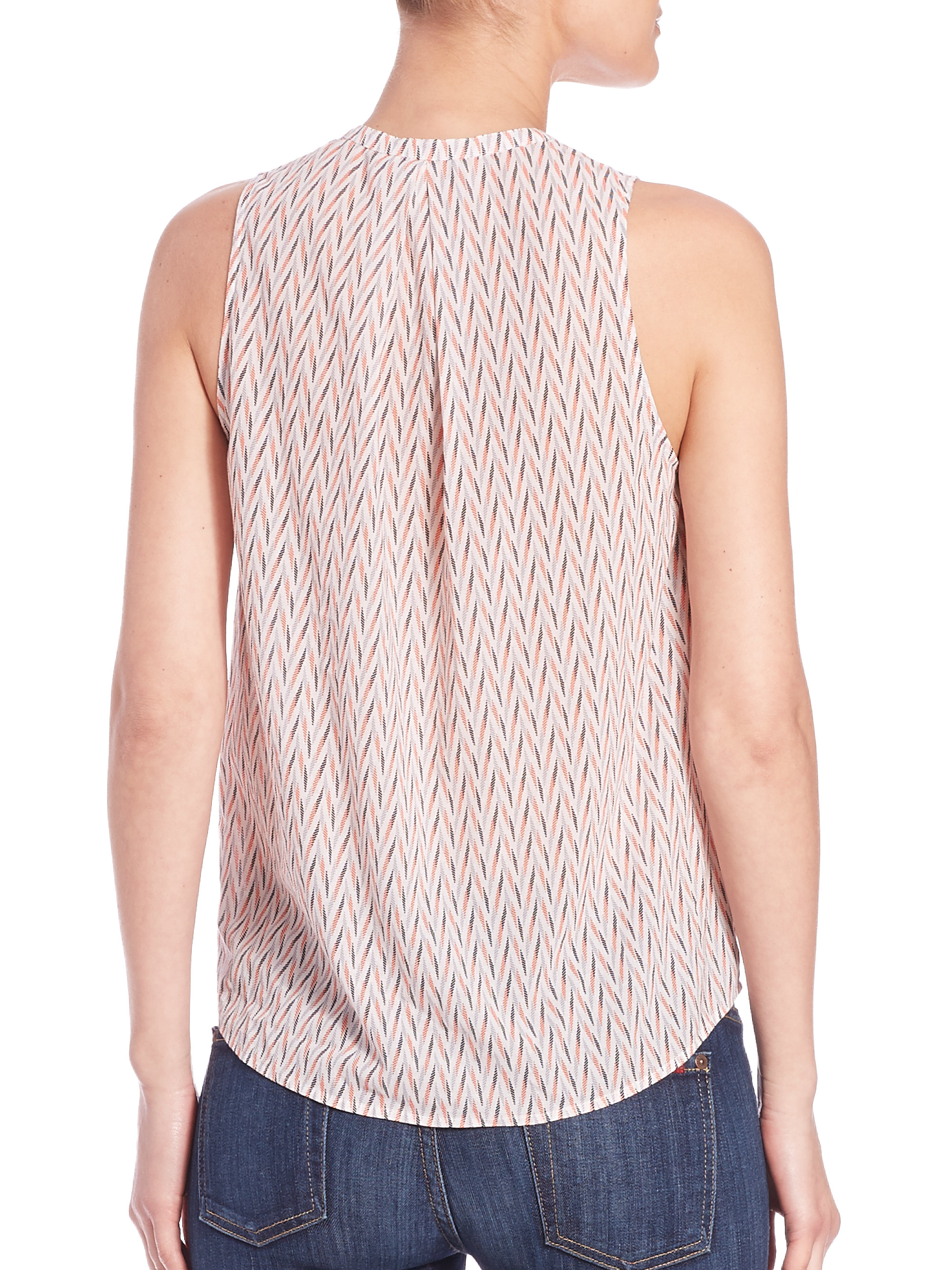 joie alda chevron print linen blouse in orange lyst joie alda chevron print linen blouse in orange lyst