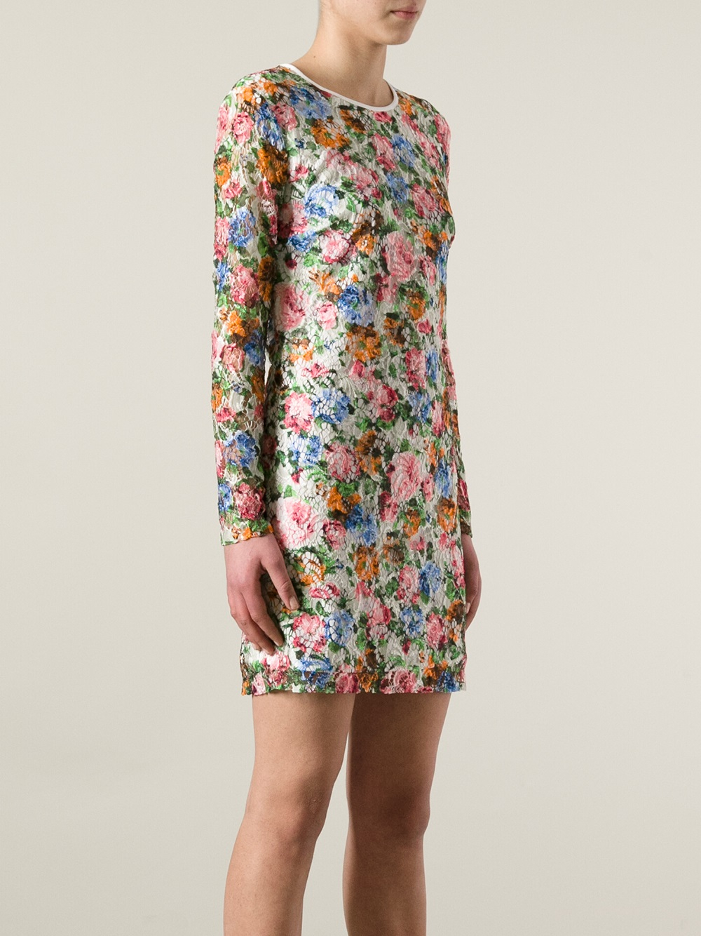 Lyst - Msgm Floral Print Midi Dress