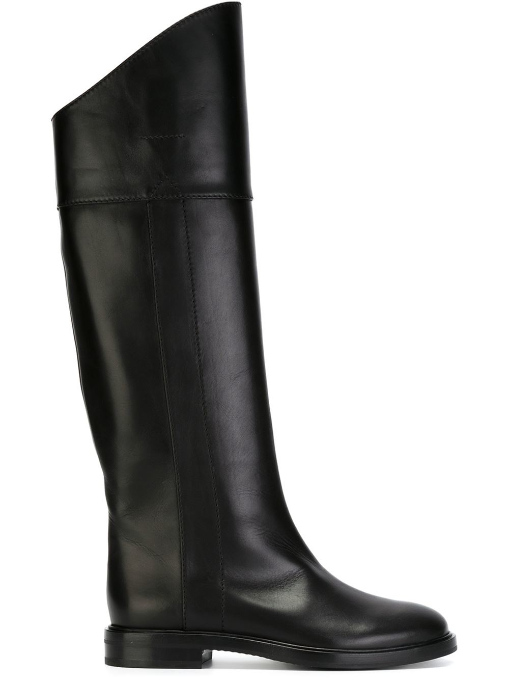 casadei boots casadei knee length leather boots in black lyst casadei boots casadei knee length leather boots in black lyst