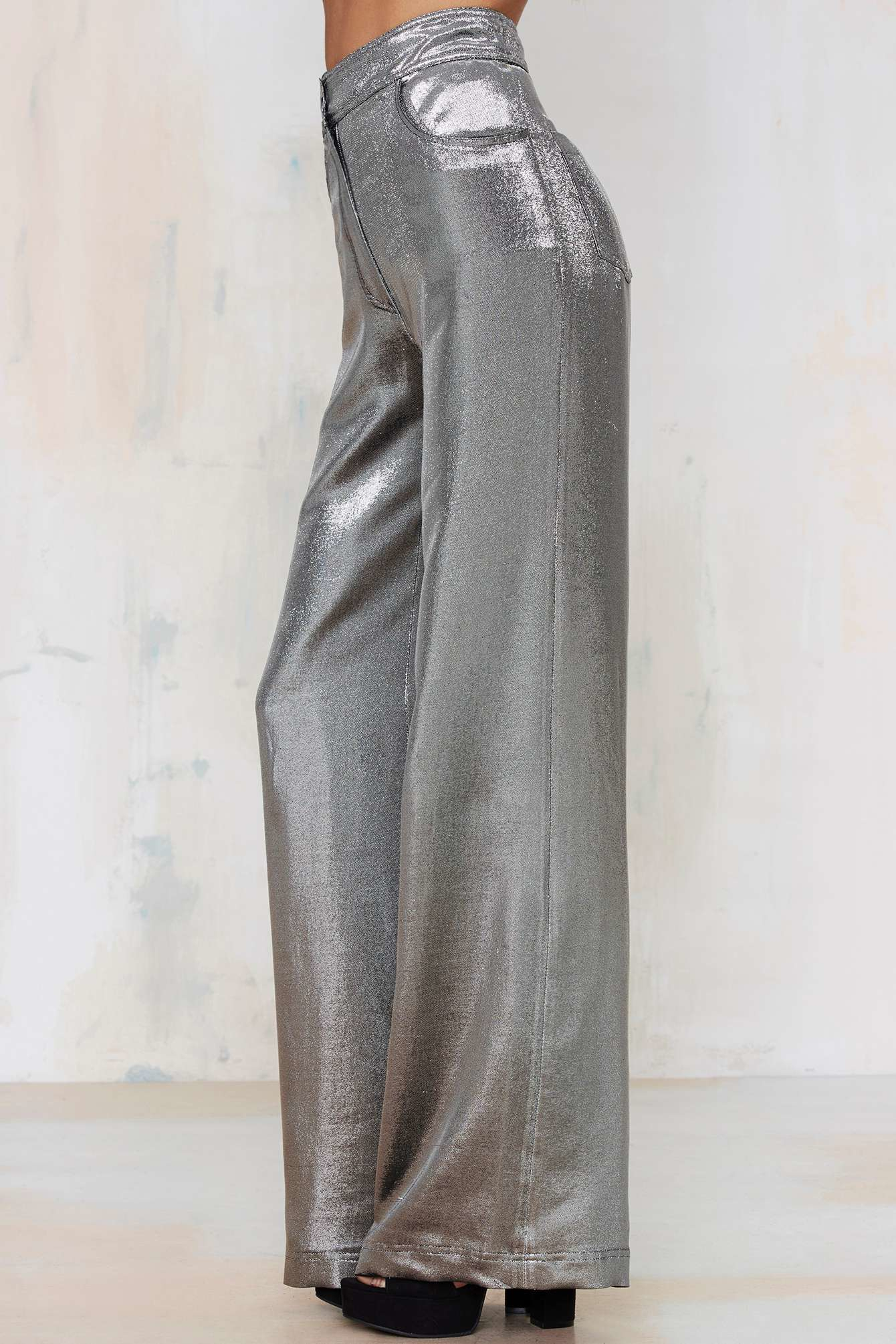 metallic pants womens