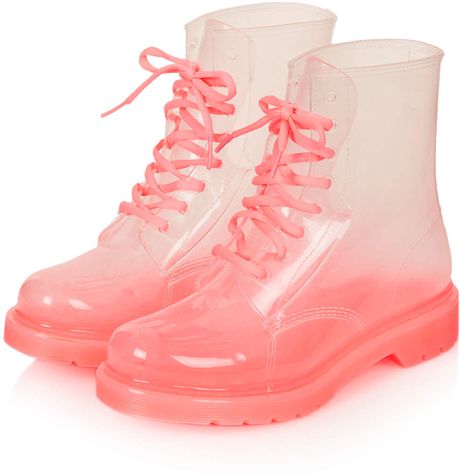 Topshop Mud Festival Jelly Boots Pink in Pink | Lyst