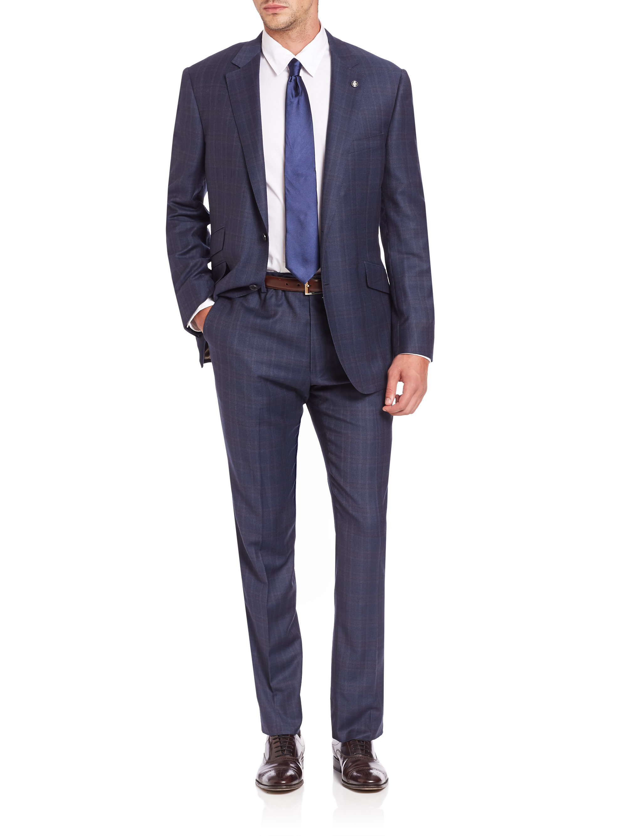 lyst-saks-fifth-avenue-checked-wool-cashmere-suit-in-blue-for-men