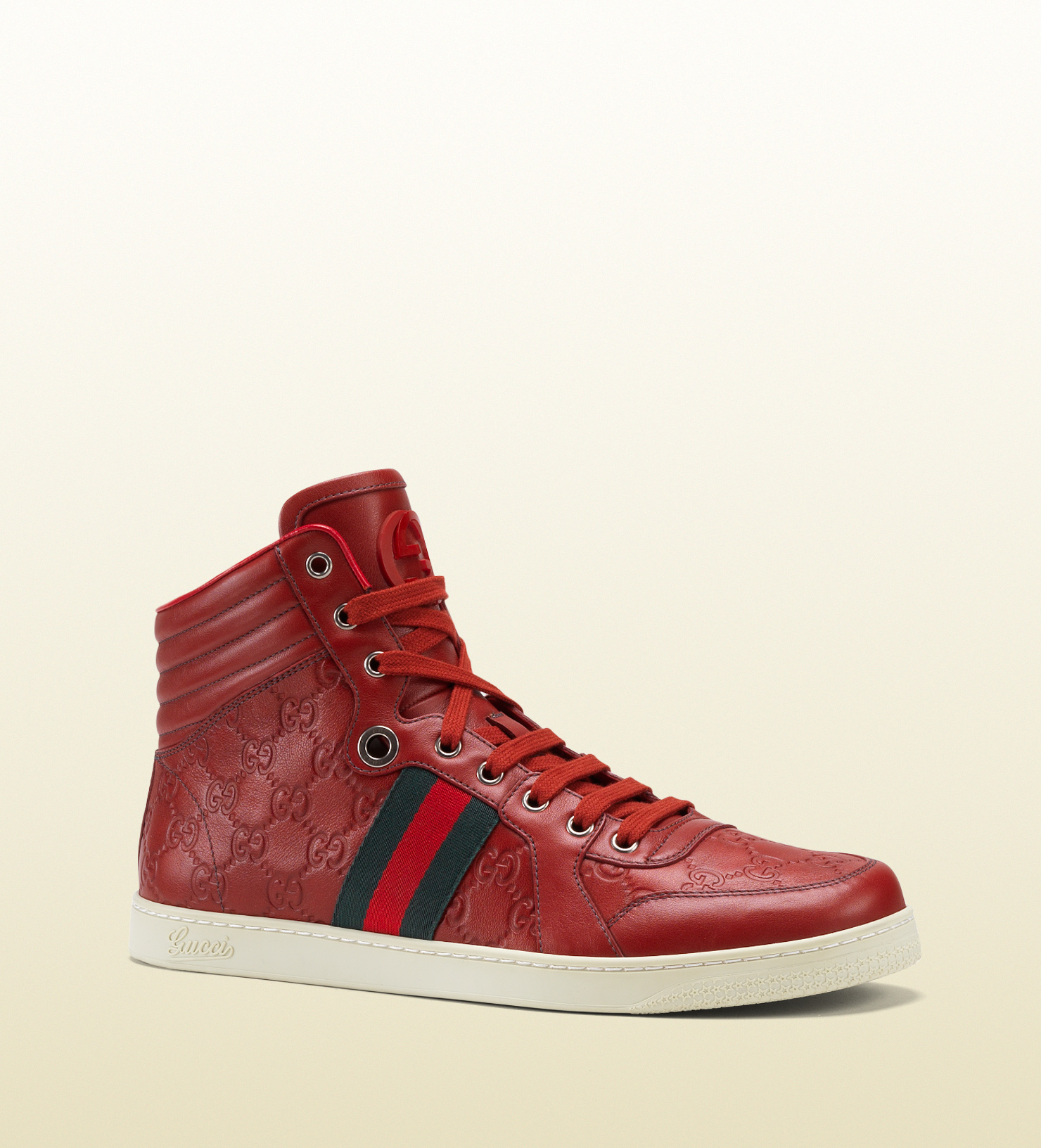 Gucci Ssima Leather High-top Sneaker in Red for Men - Lyst