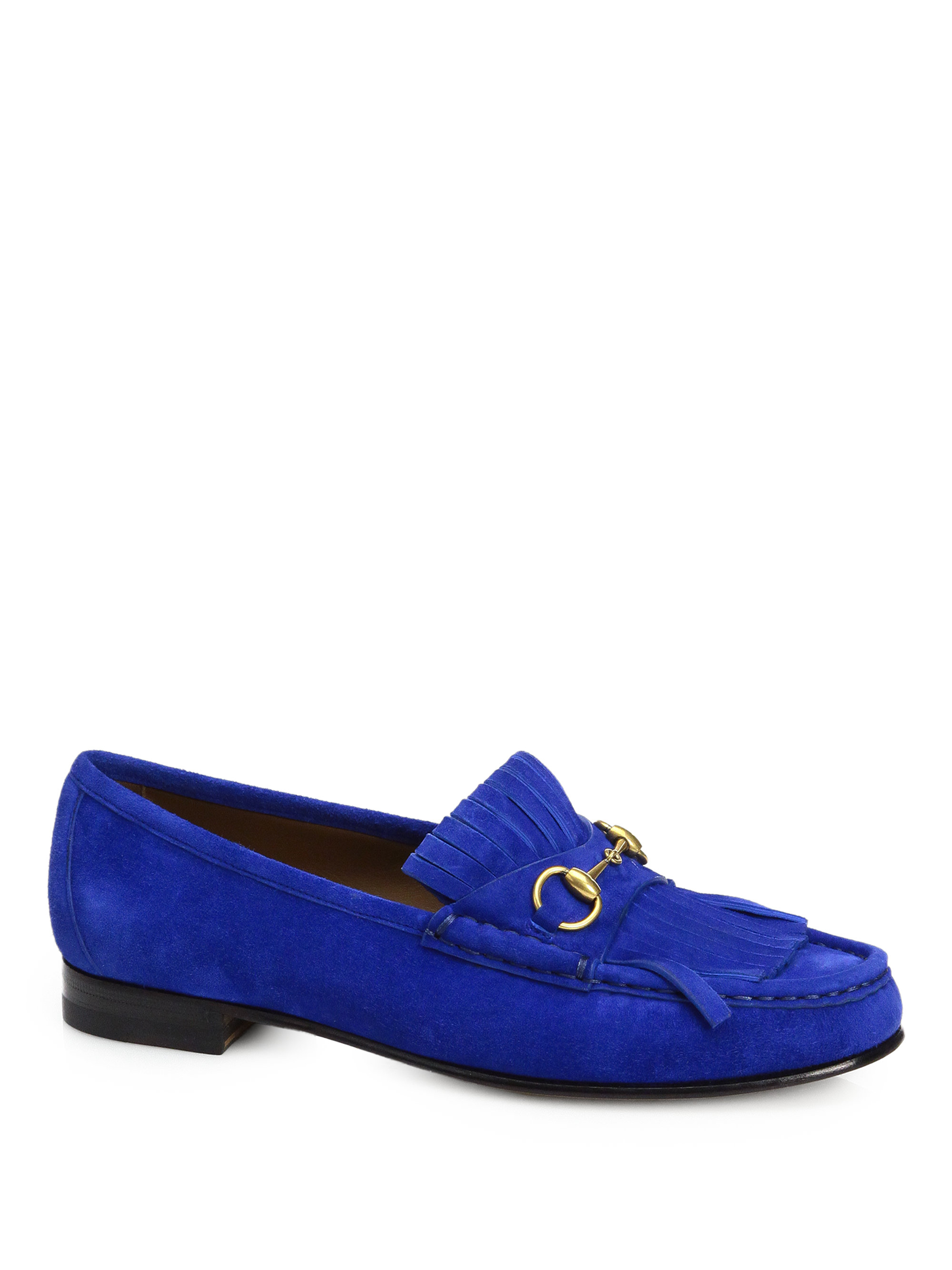 Lyst - Gucci Suede Tassel Front Loafers in Blue