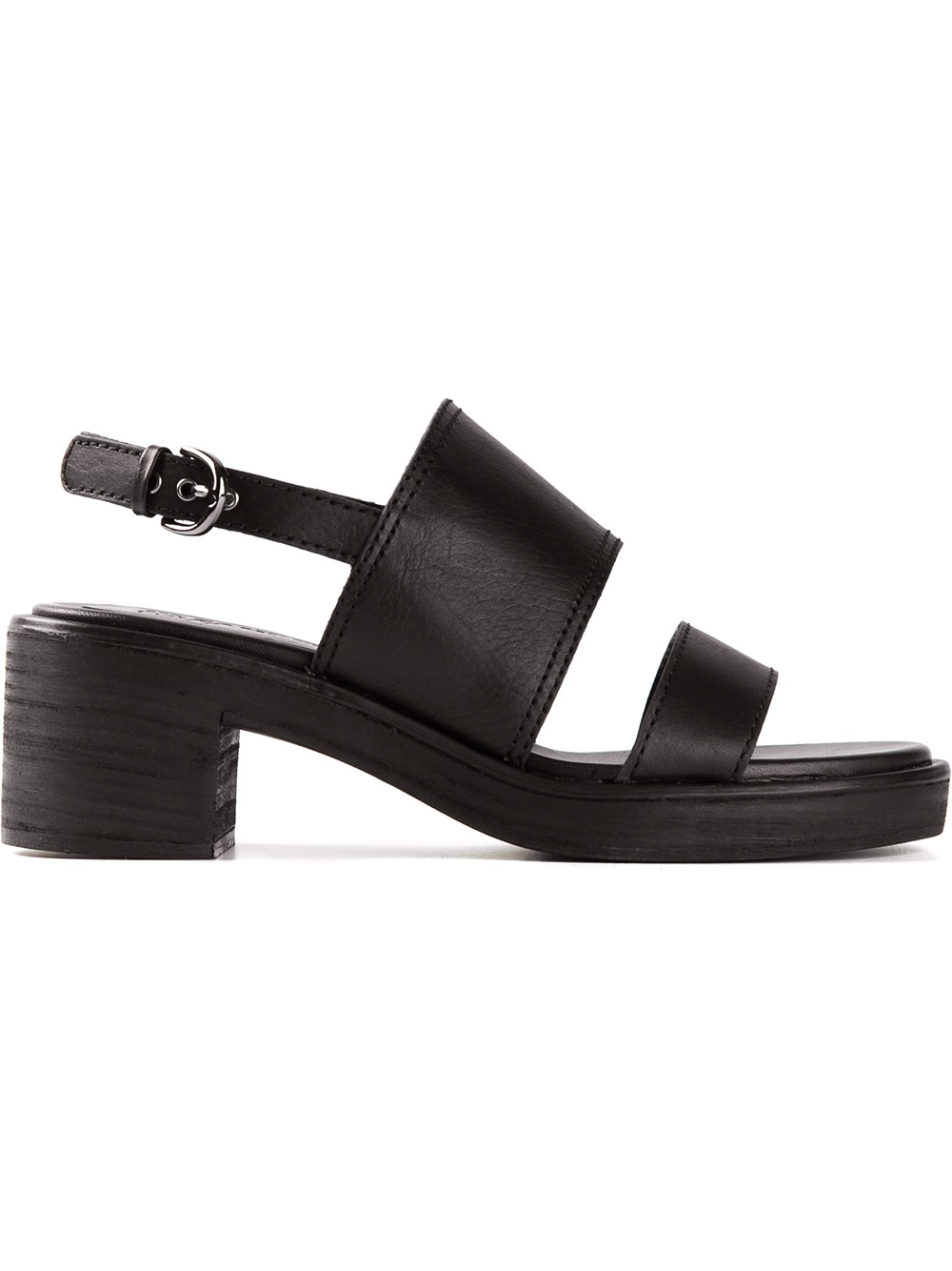 Lyst - Jil Sander Navy Chunky Heel Sandals in Black