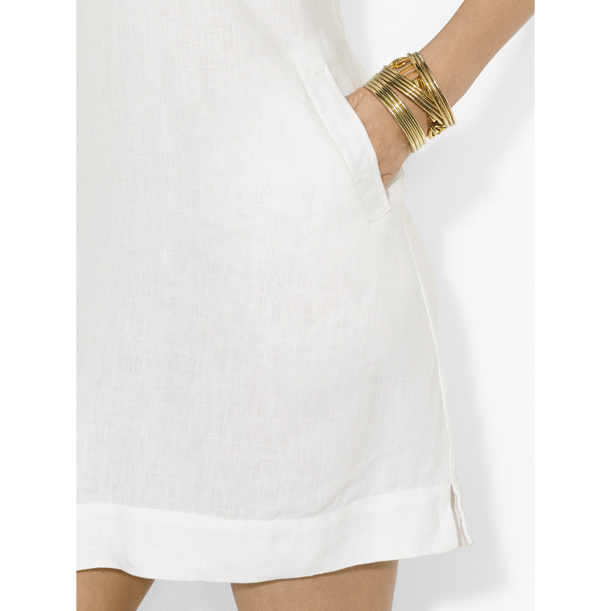 Lyst Lauren By Ralph Lauren Linen Shortsleeved Dress In White