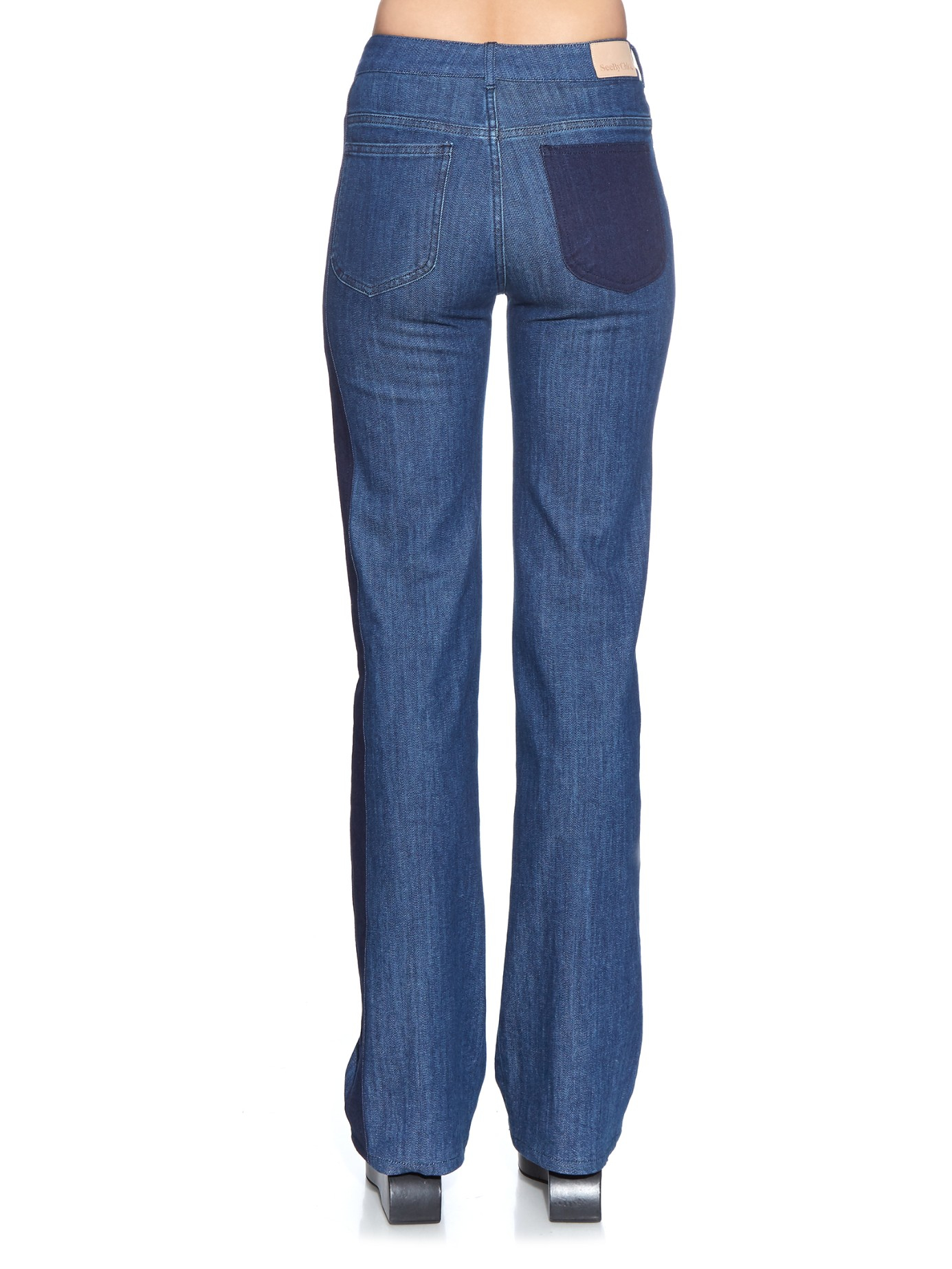 See By Chloé Patchwork Denim Wide-leg Jeans in Blue - Lyst