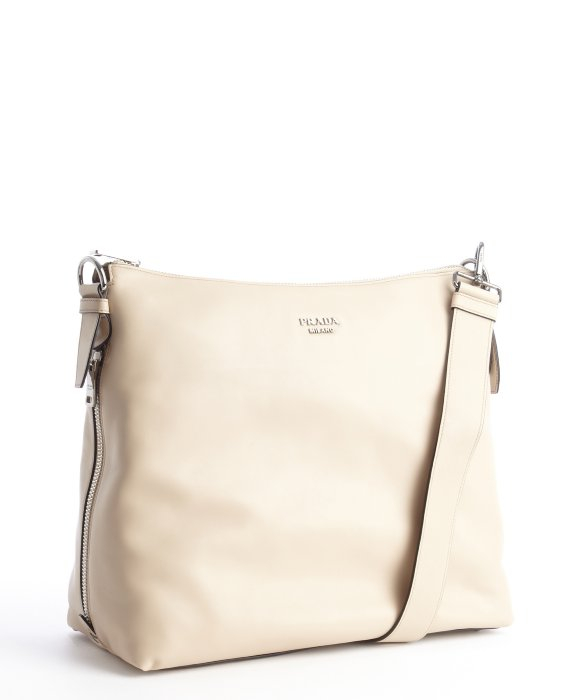 Prada Sand Pebbled Leather Hobo Bag in Beige (sand) | Lyst