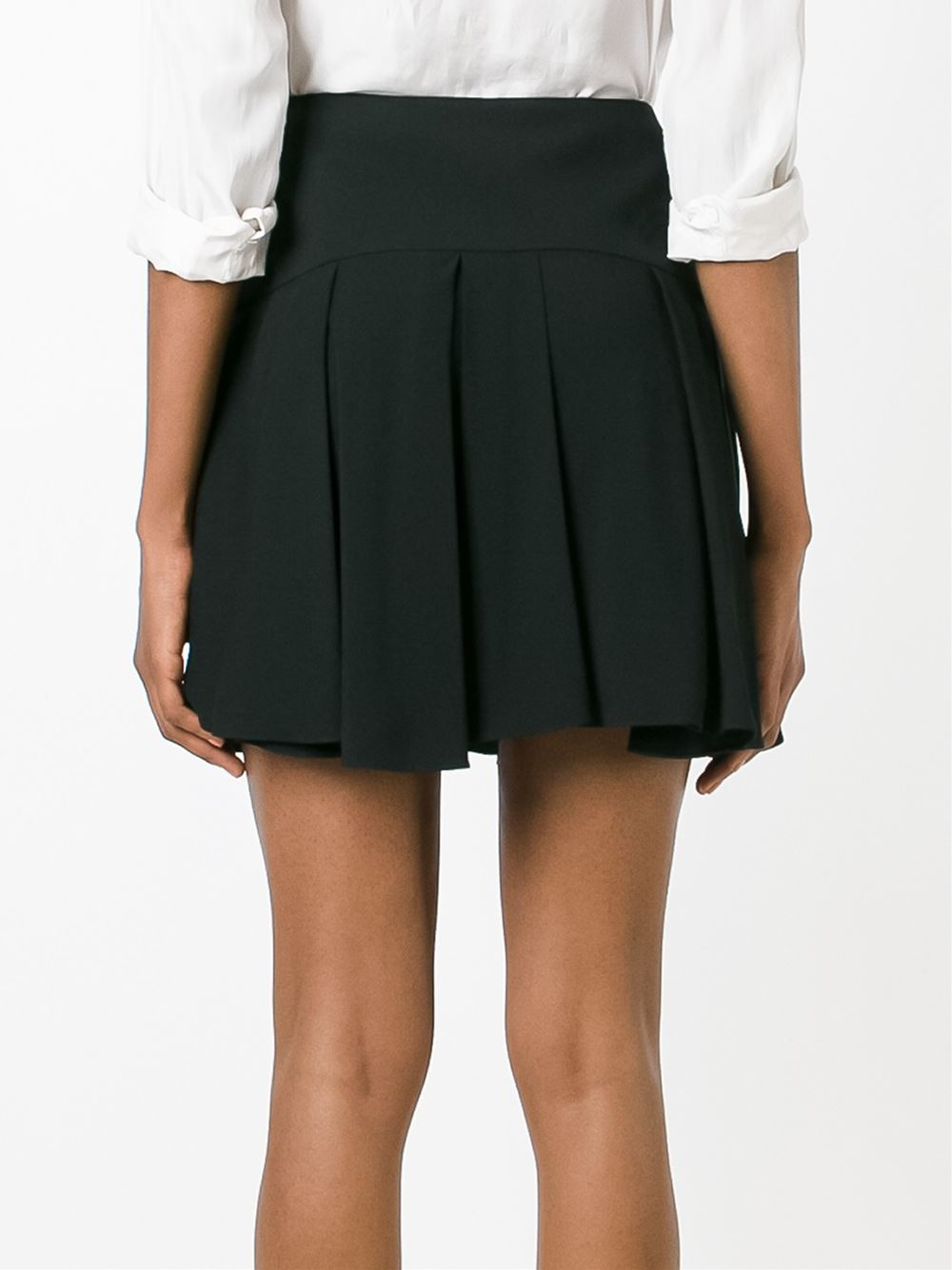 Lyst - Saint Laurent Pleated Mini Skirt in Black