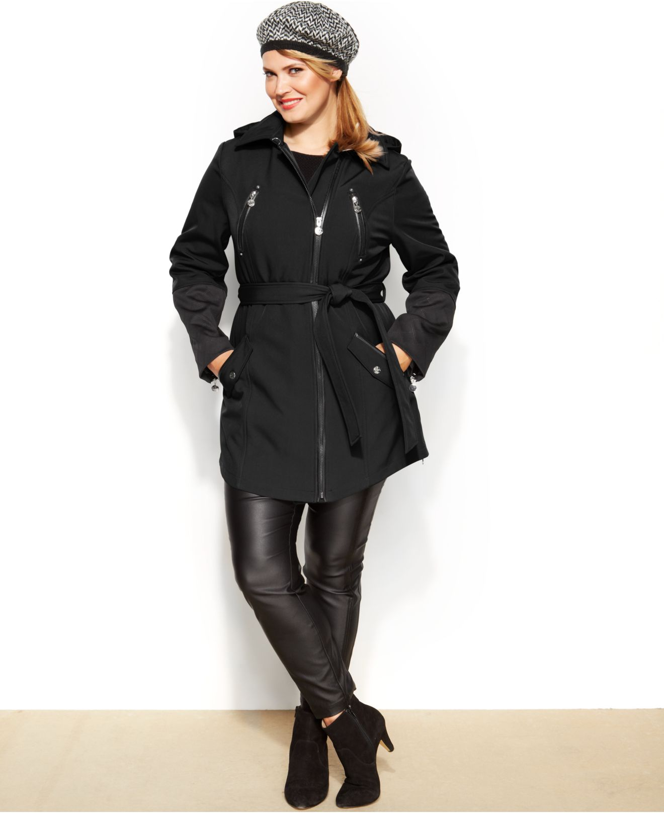 Plus Size Leather Jacket With Hood | Attire Plus Size