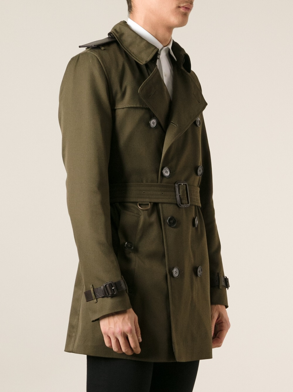 Burberry Midlength Gabardine Trench Coat in Green for Men - Lyst