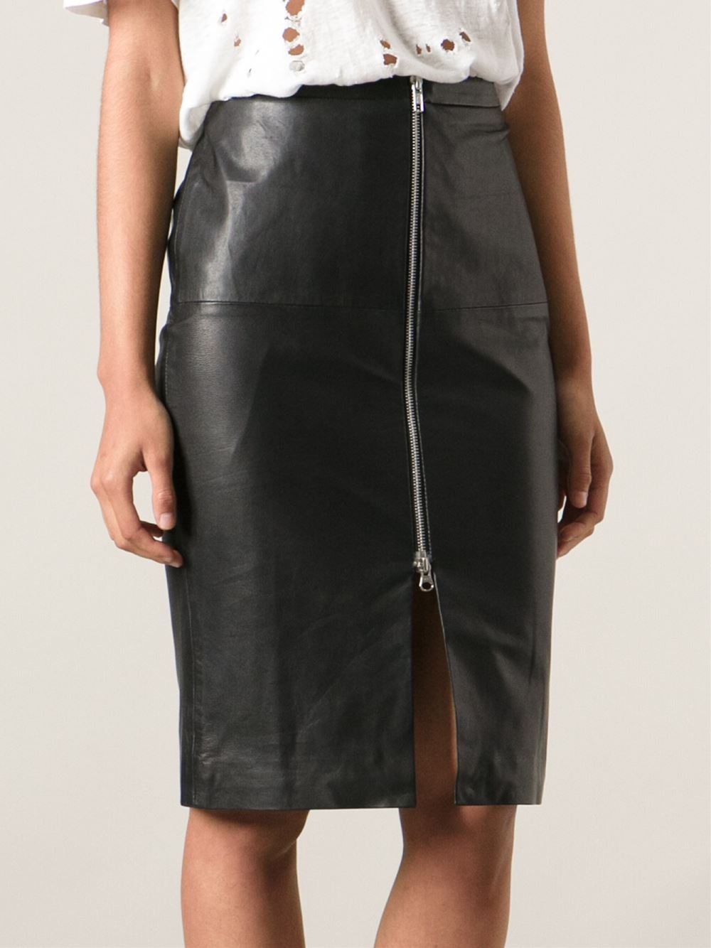 Lyst - Muubaa Leather Pencil Skirt in Black