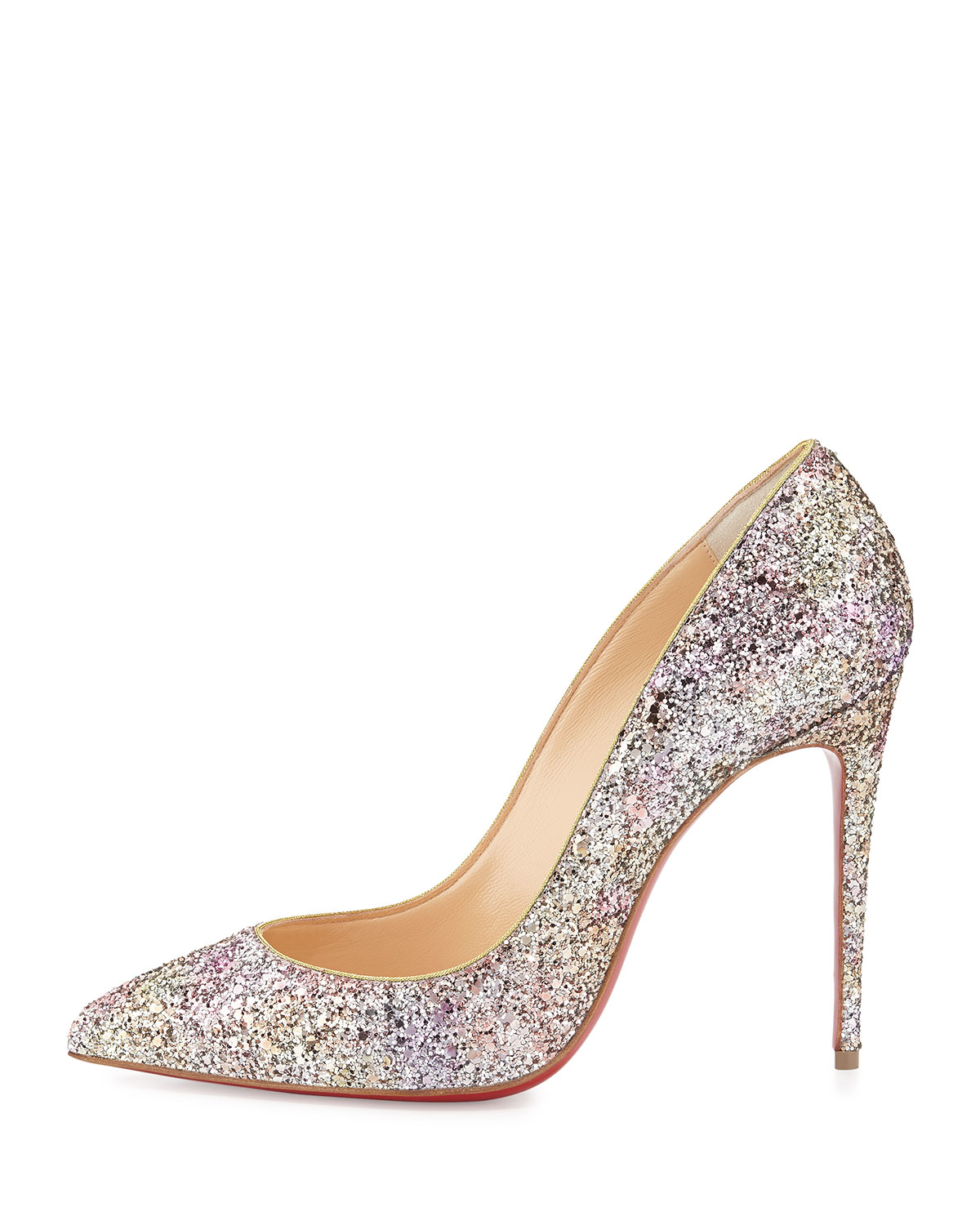 Christian louboutin Pigalle Follies Glitter Red Sole Pump in Gold ...