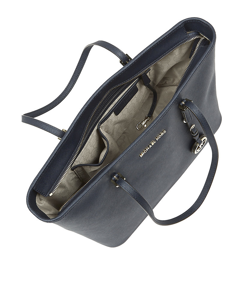 Michael michael kors Medium Topzip Jet Set Tote in Blue | Lyst