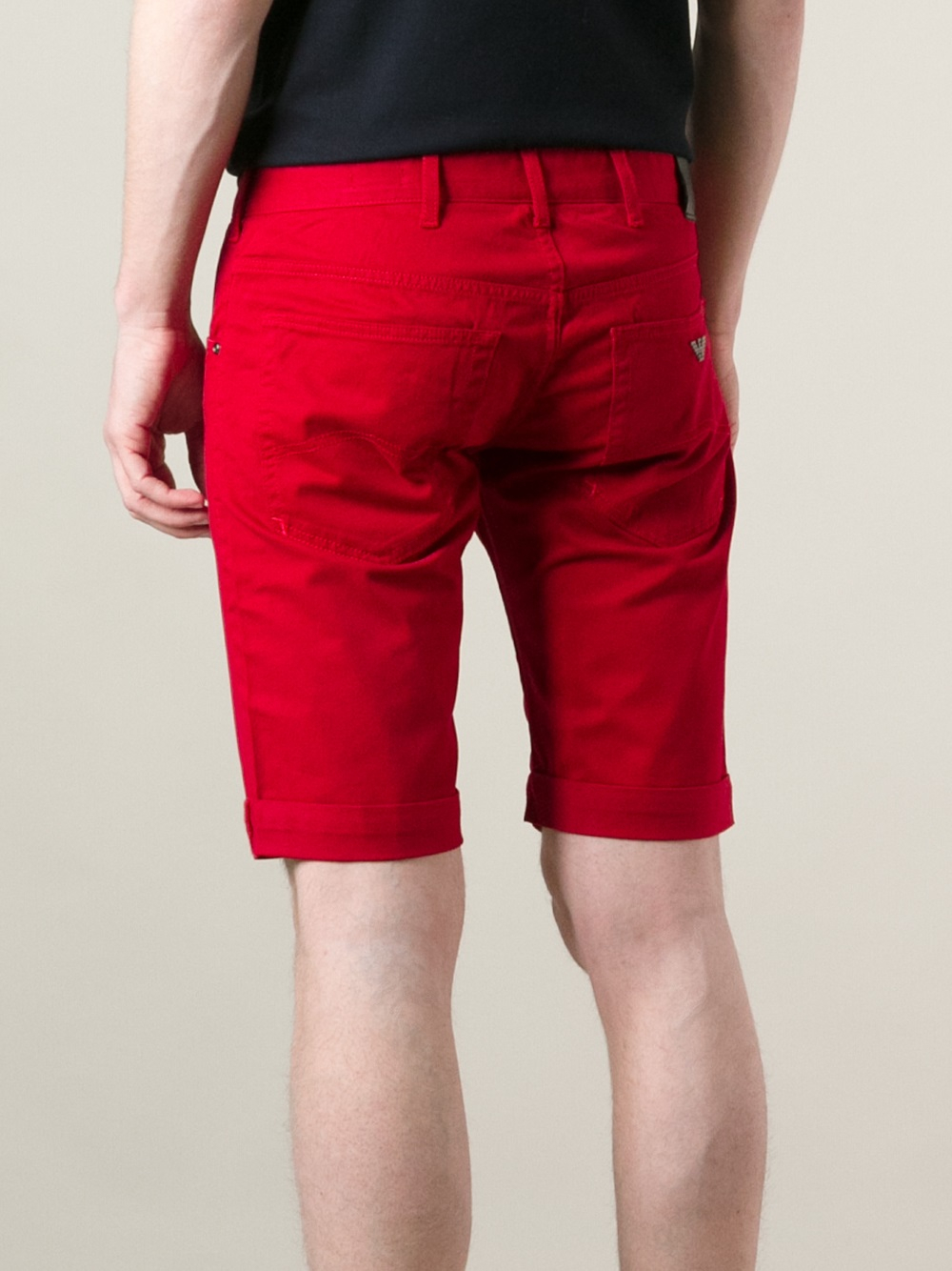 Armani Jeans Denim Shorts In Red For Men Lyst