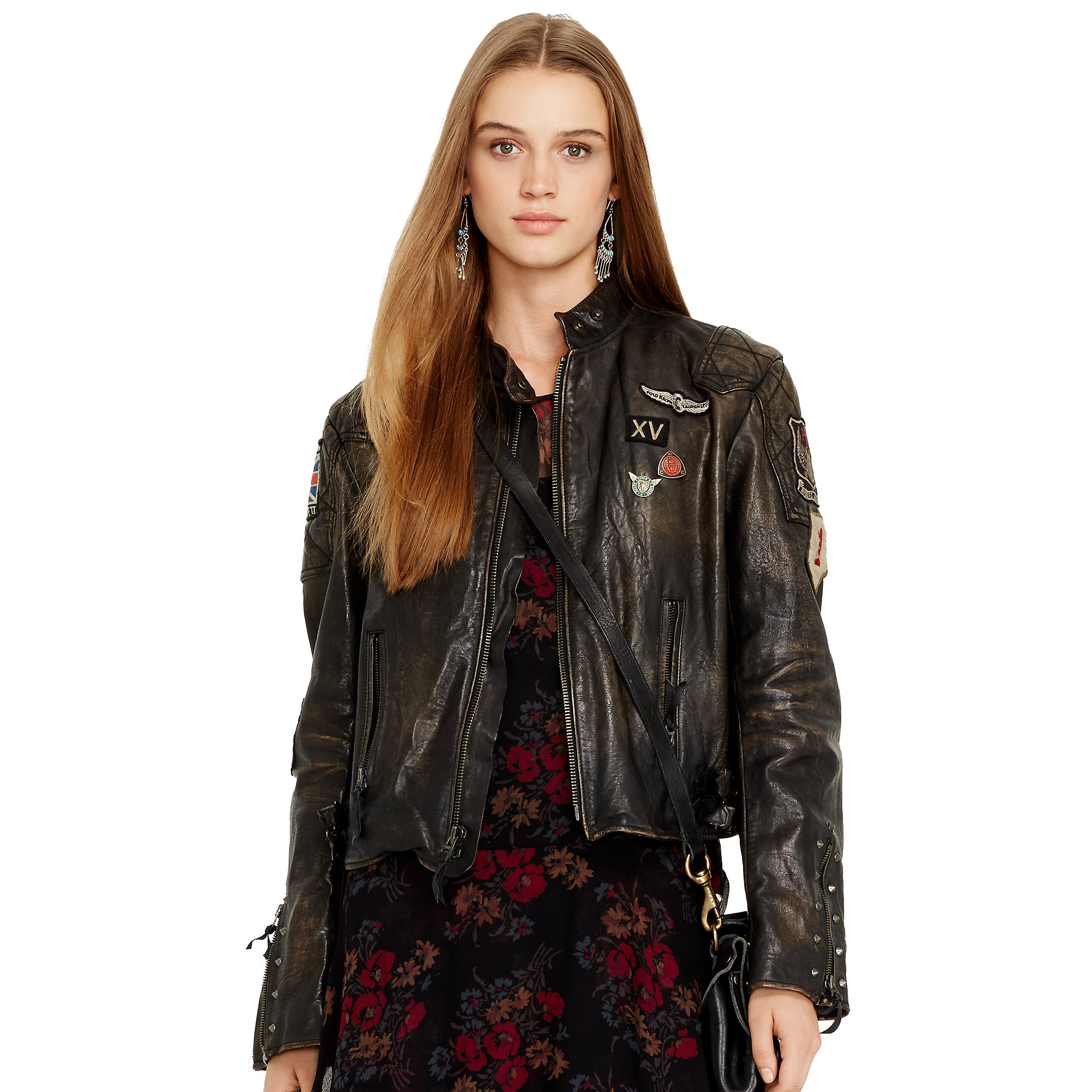 Lyst - Polo Ralph Lauren Distressed Leather Moto Jacket in Black