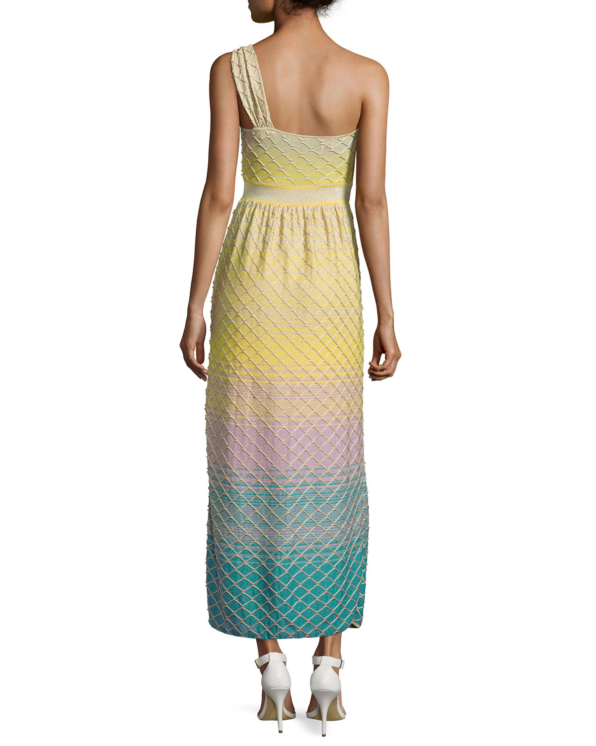 Lyst M Missoni Keyhole OneShoulder Maxi Dress in Yellow
