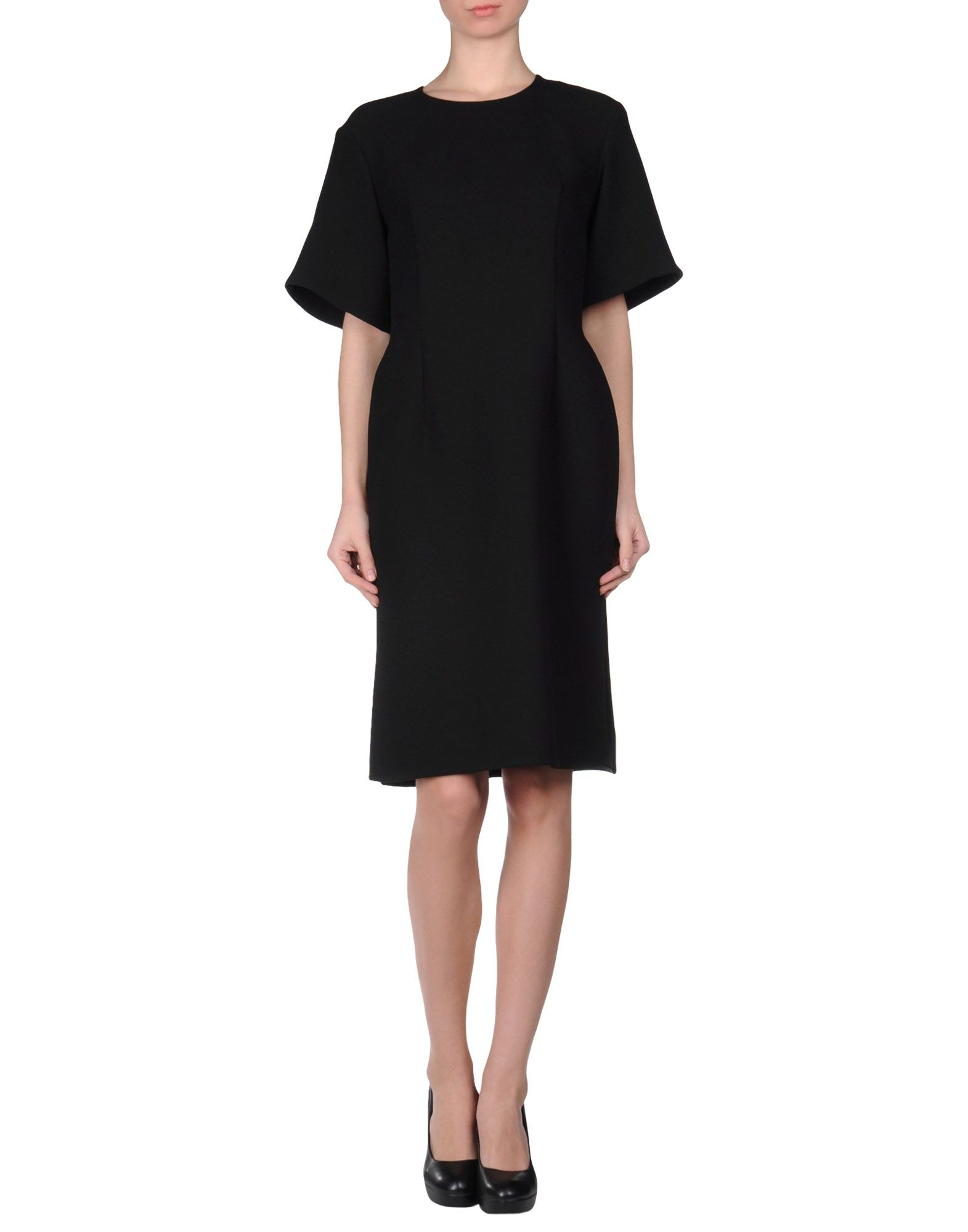 Marni Short-Sleeves Wool Knee-Length Dress in Black | Lyst