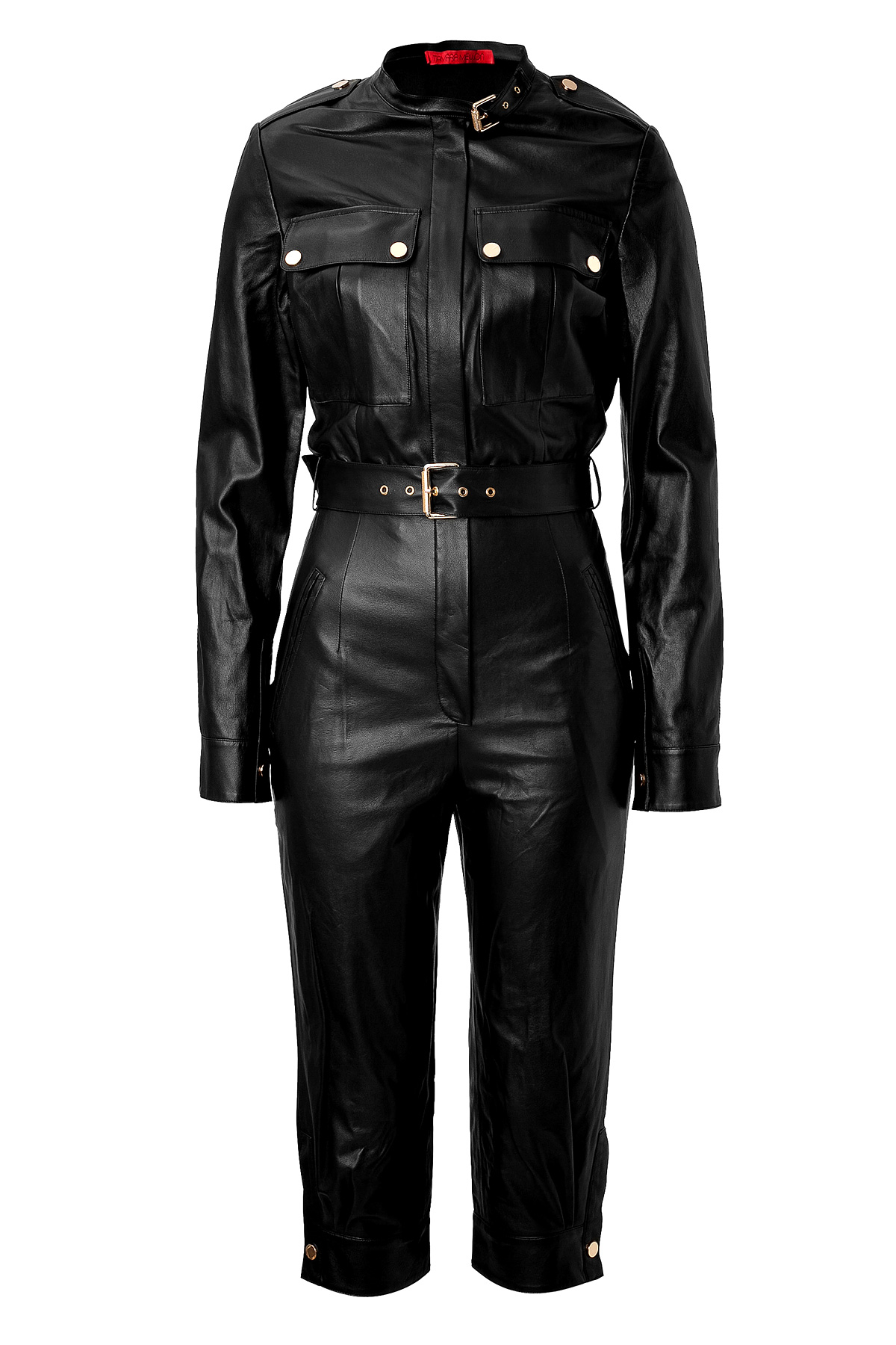 Lyst Tamara Mellon Leather Jumpsuit in Black