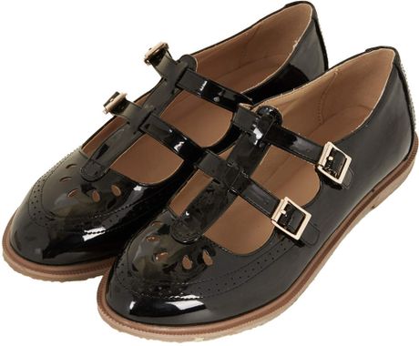 Topshop Margate T Bar Geek Shoes in Black | Lyst